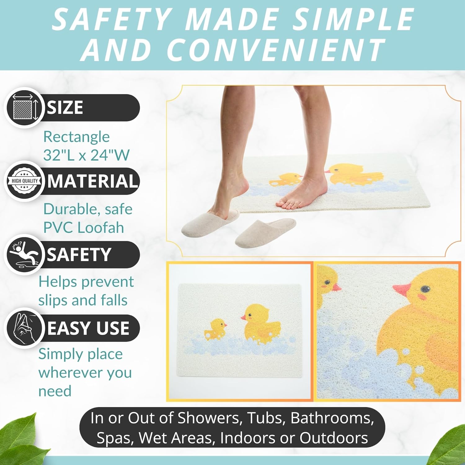 Enkosi Non-Slip Shower Mat - Durable Bath mat for wet areas