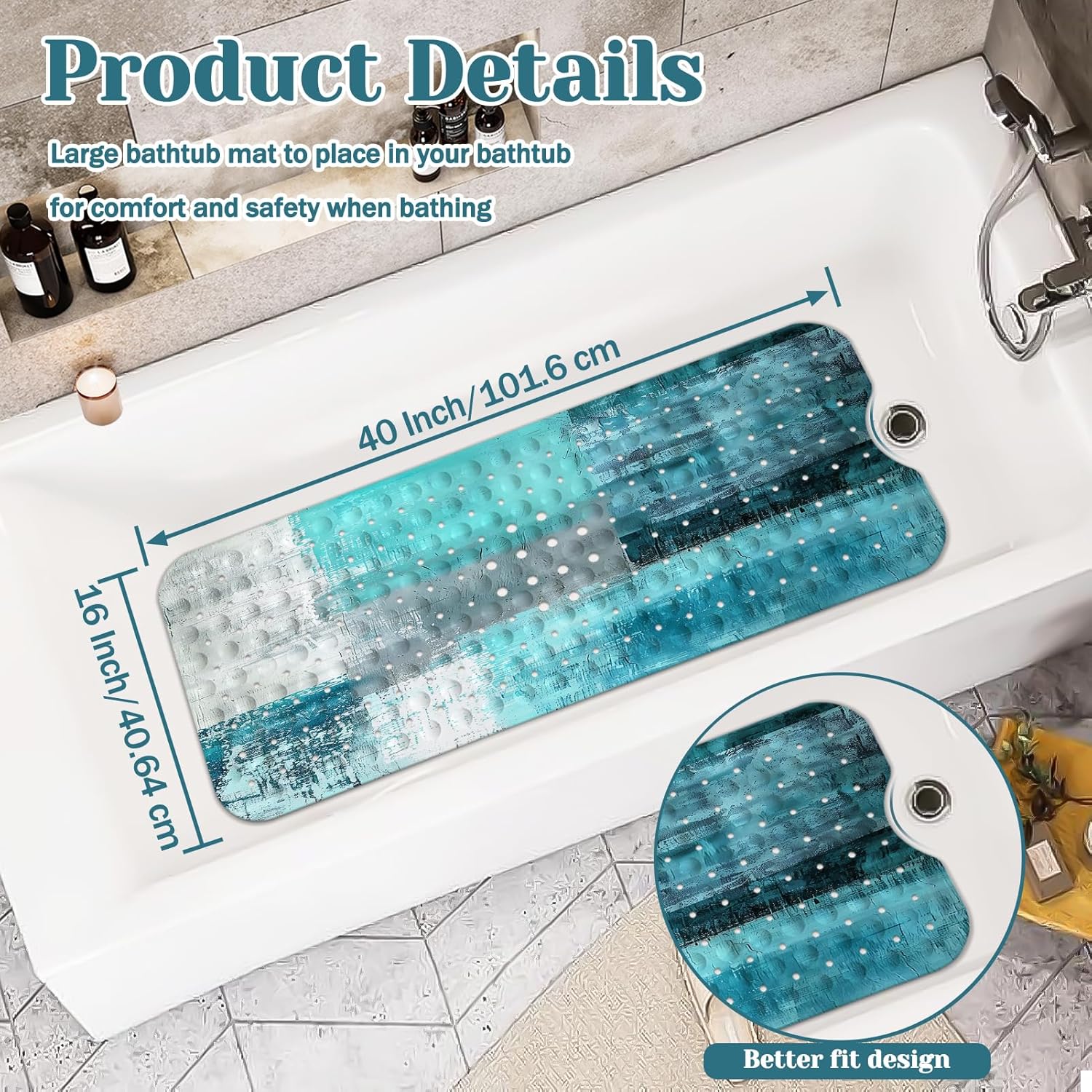 Premium Non-Slip bathtub mat for turkish abstract design