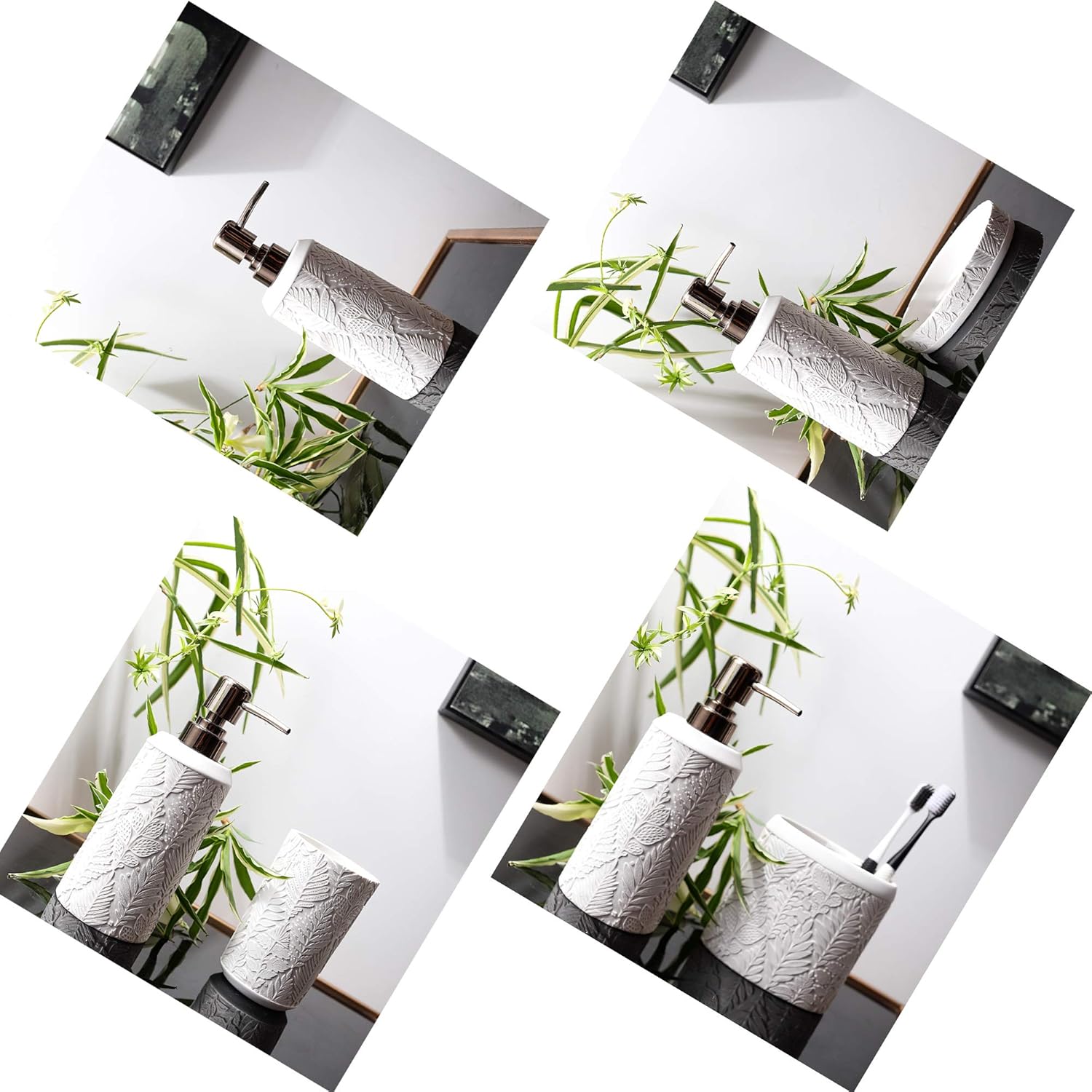 Hymmah 4-Piece Bathroom Accessories Set - Resin Farmhouse Decor