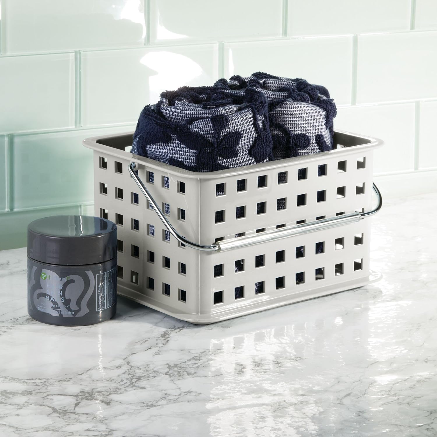 iDesign i-Handle Shower Caddy with Light Gray Made in USA