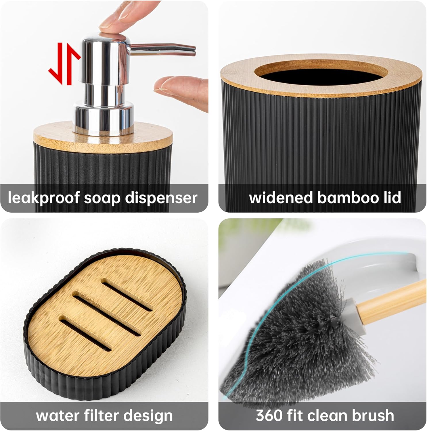 Fun Memories 6-Piece Black Bathroom Accessory Set