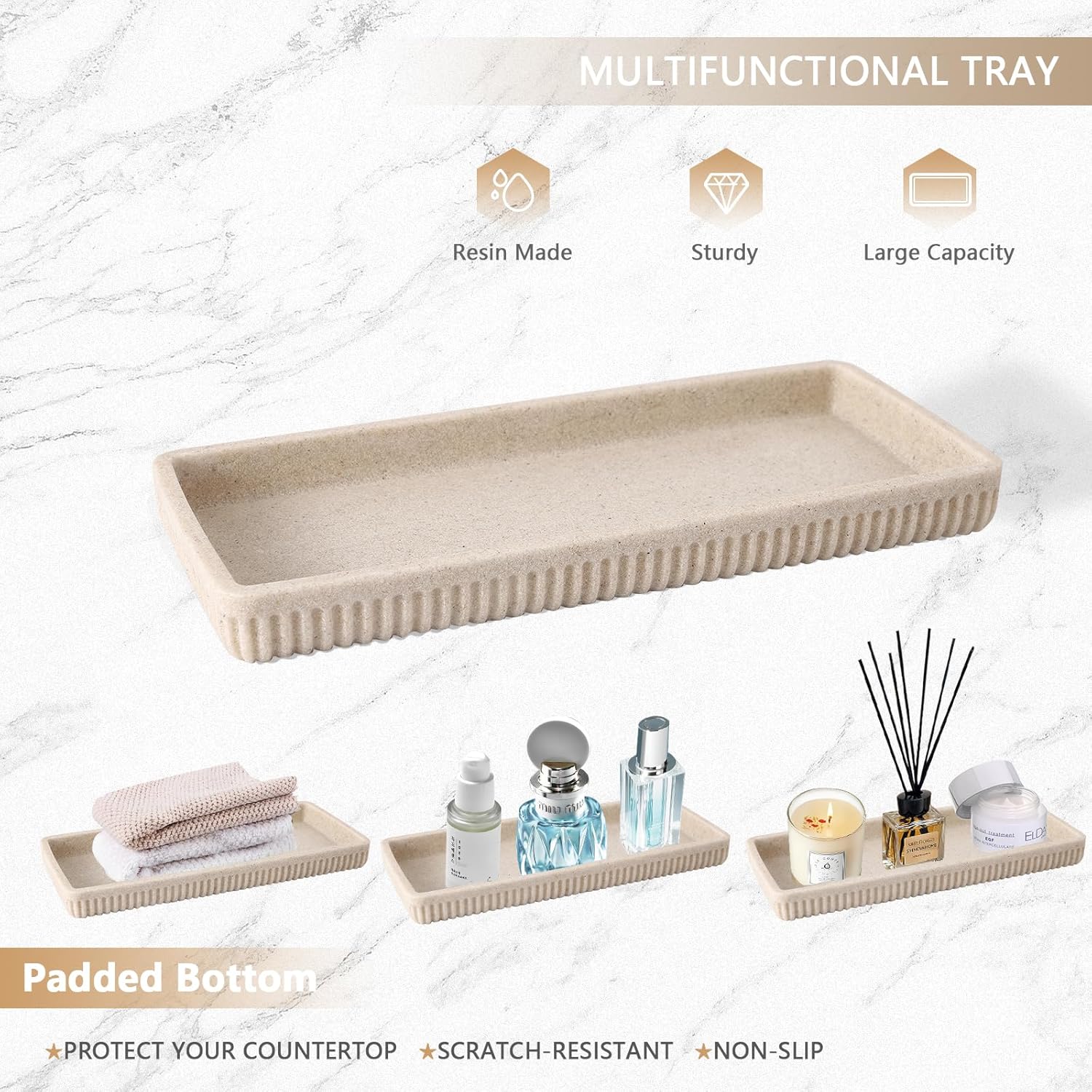 Resin Beige Bathroom Accessories Set 5 Pcs