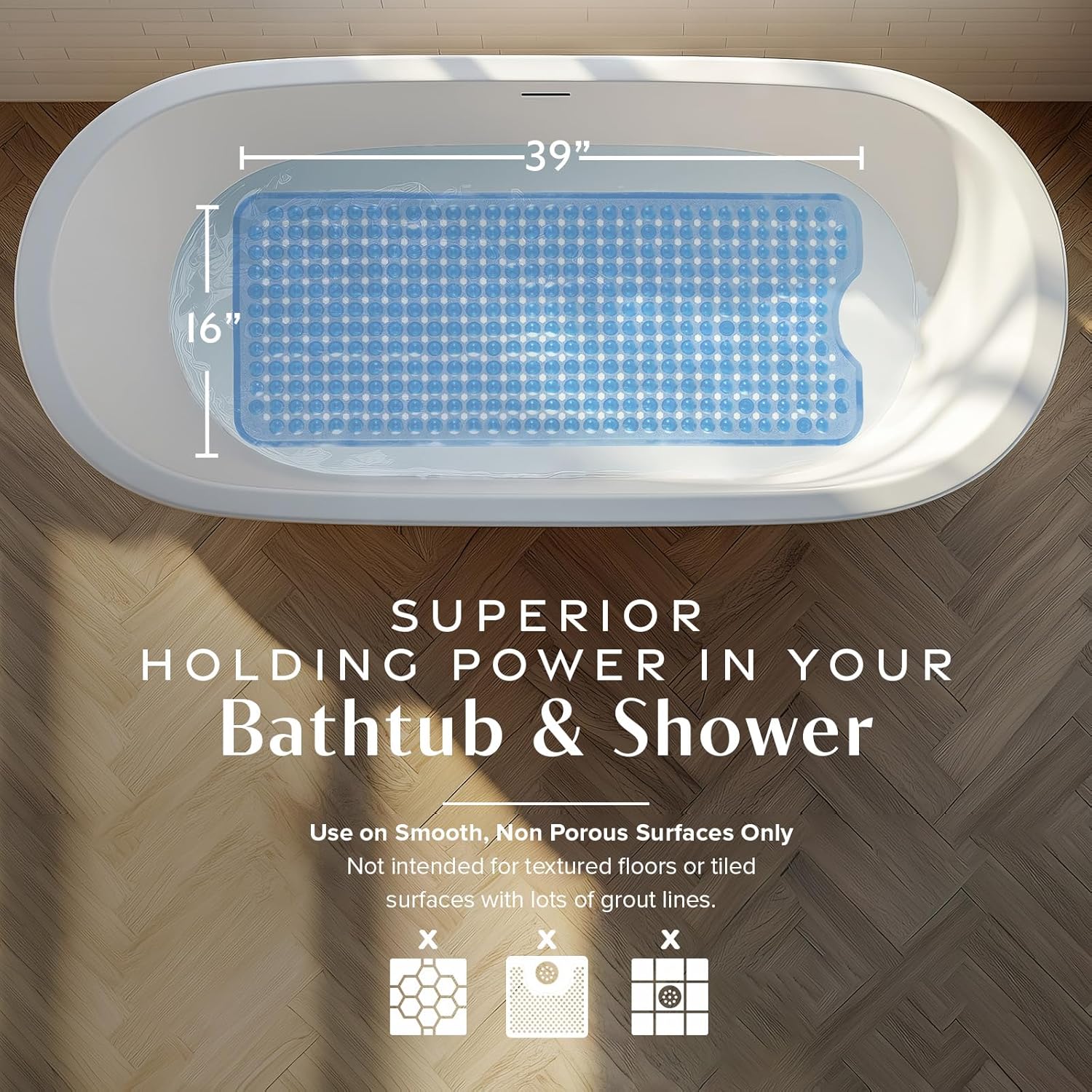 SlipProof Bathtub mat Power Grip 39x16