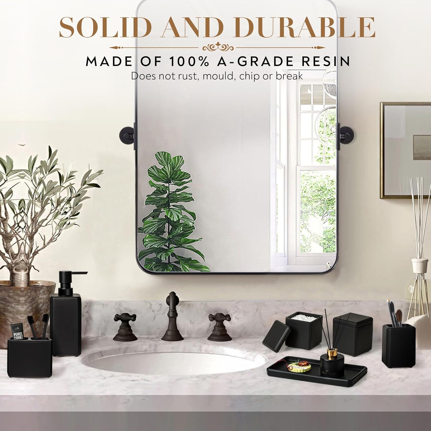 6 Pcs Matte Black Bathroom Accessory Set