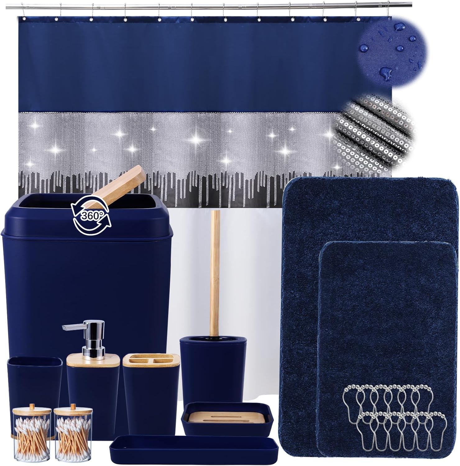 Navy Blue Bathroom Set Luxurious Accessories for Your Space