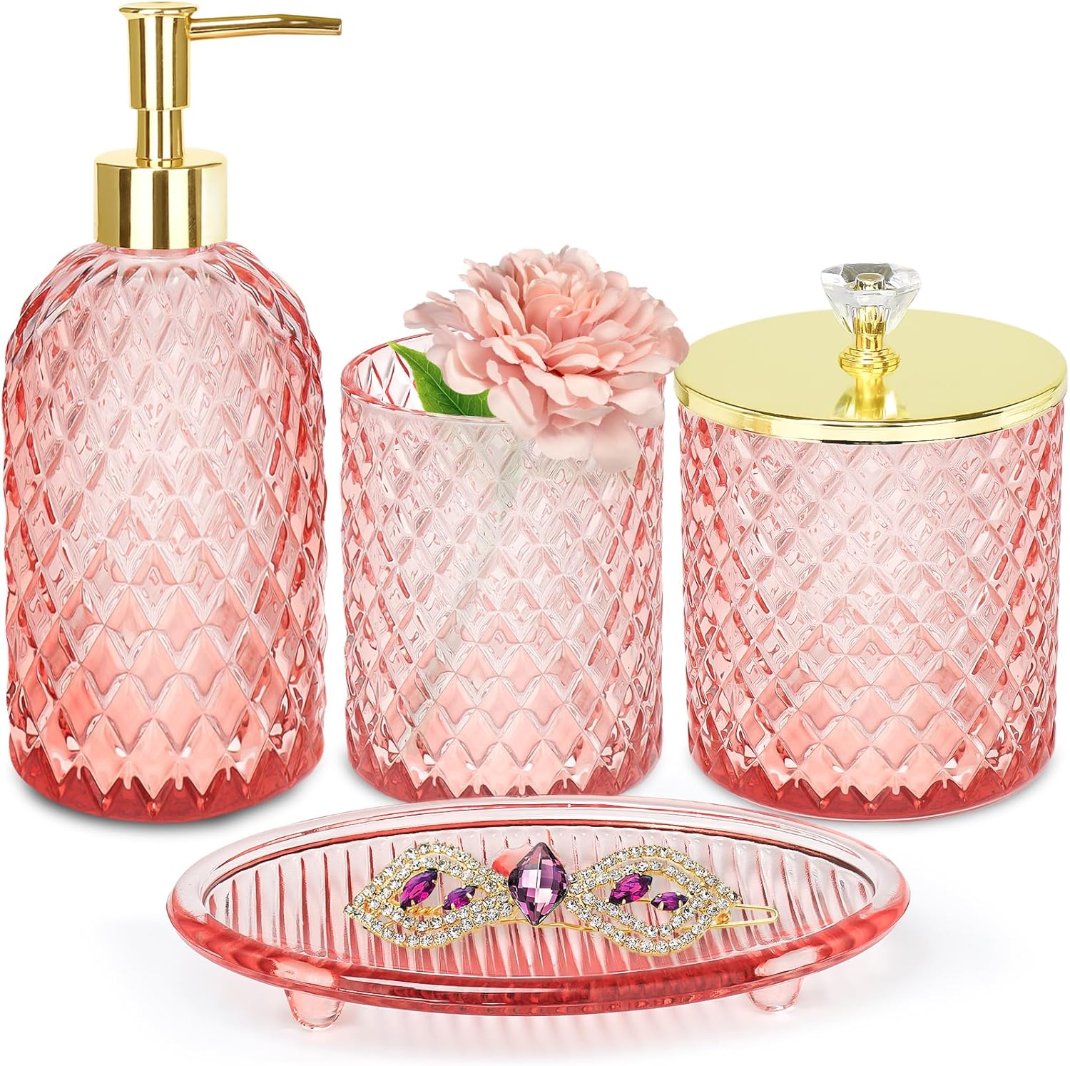 Haturi Pink Bathroom Accessories Set