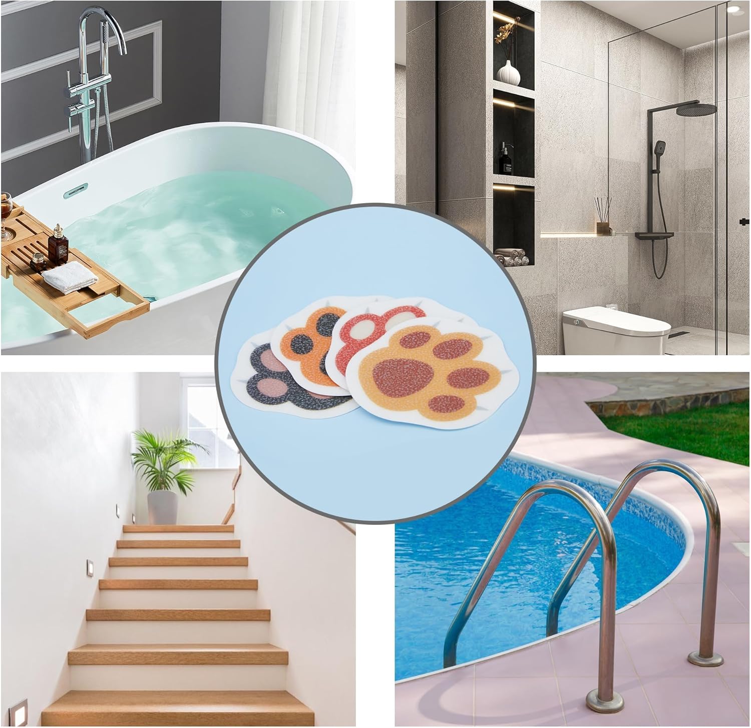 12PCS Cats Claw Non-Slip Bathtub Stickers