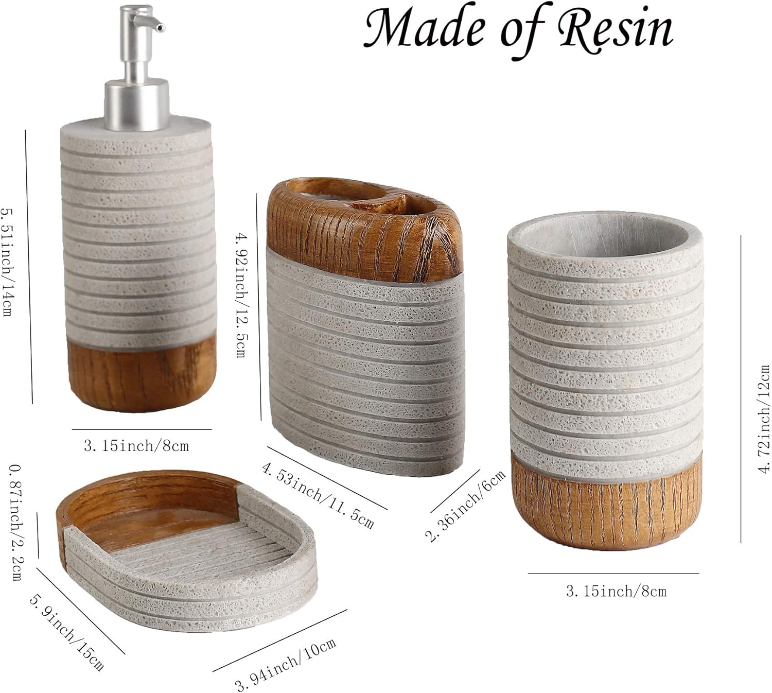 Hymmah Bathroom Accessory Set 4 Pcs Resin