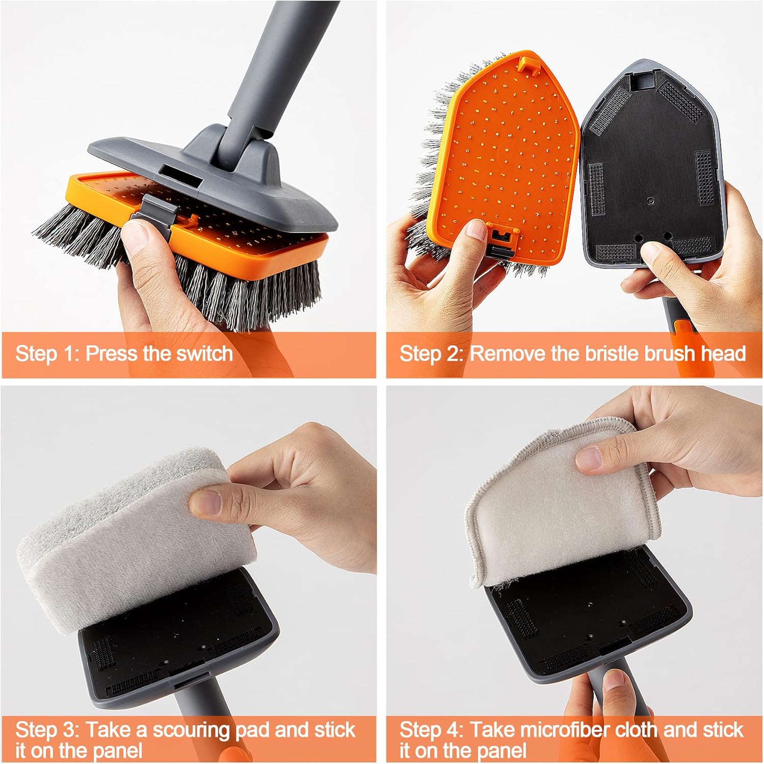 Scrub Brush with 56 Long Handle Multifunctional Tile and Tub Scrubber