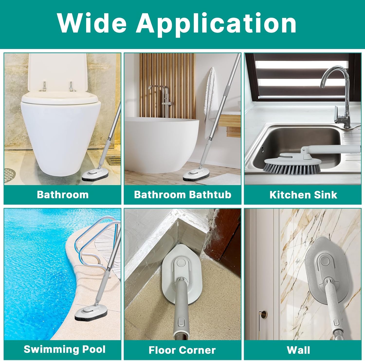 2 in 1 Tub and Tile Scrubber with 50 Long Handle