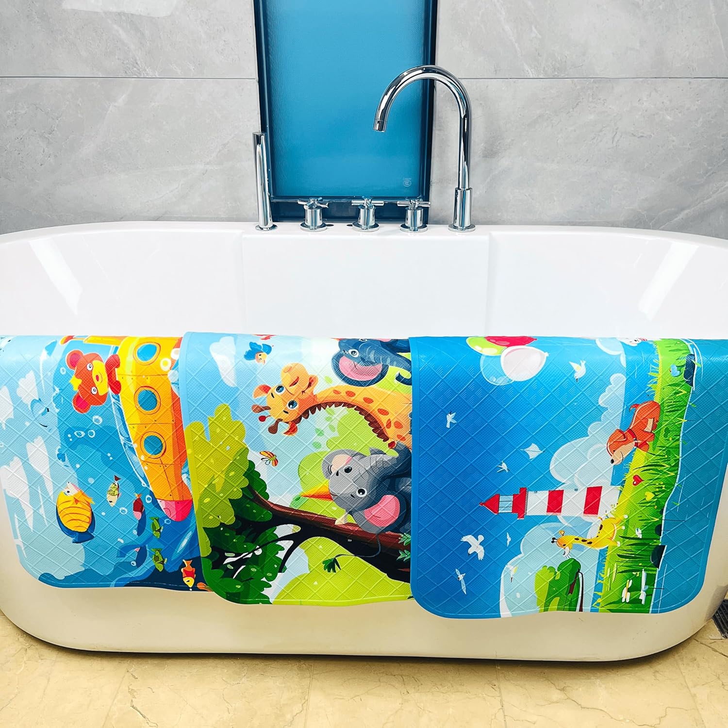 BOPPIE Non-Slip Bathtub Mat for Kids Safe Durable