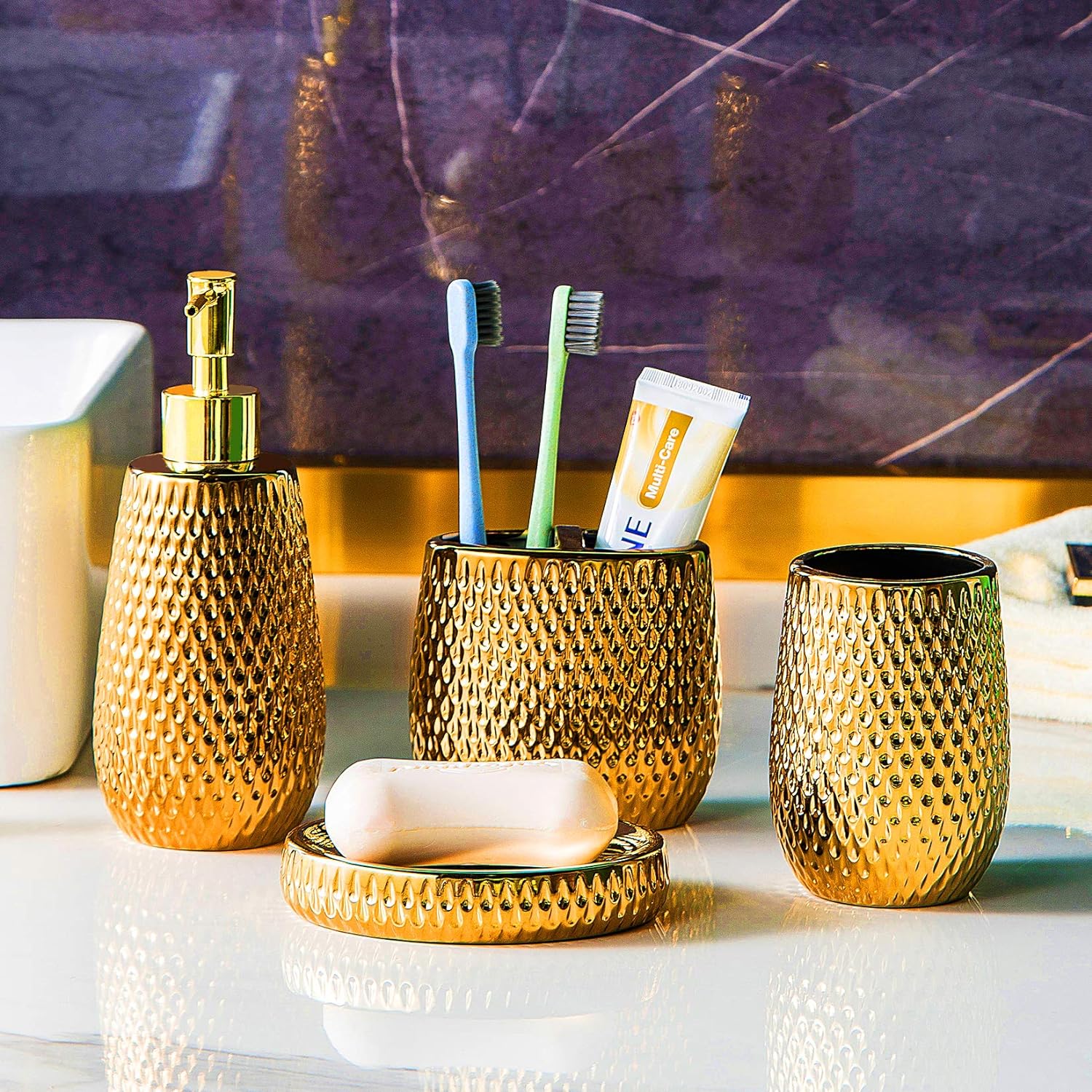 Luxury Gold-Ceramic Bathroom Accessory Set for Your Home